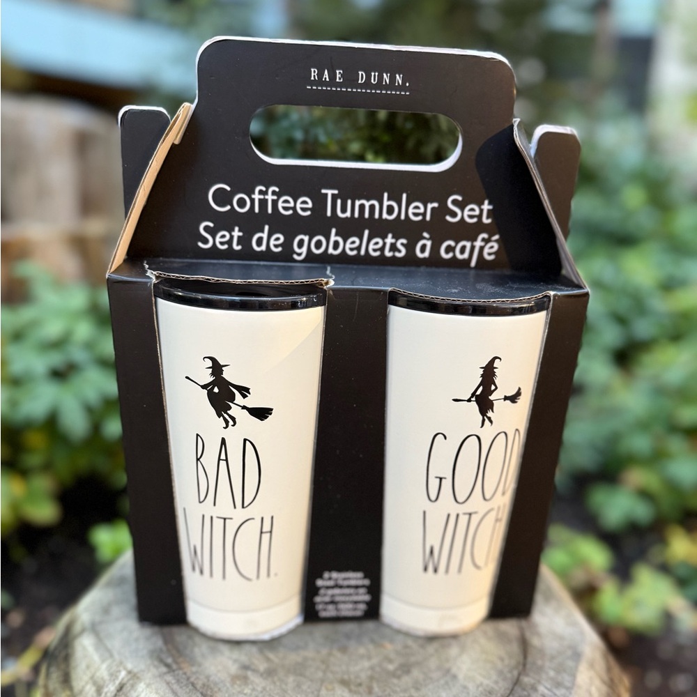 🖤🧙🧙♀️ Rae Dunn ‘Bad Witch Good Witch’ Coffee Tumbler Gift Set NWT